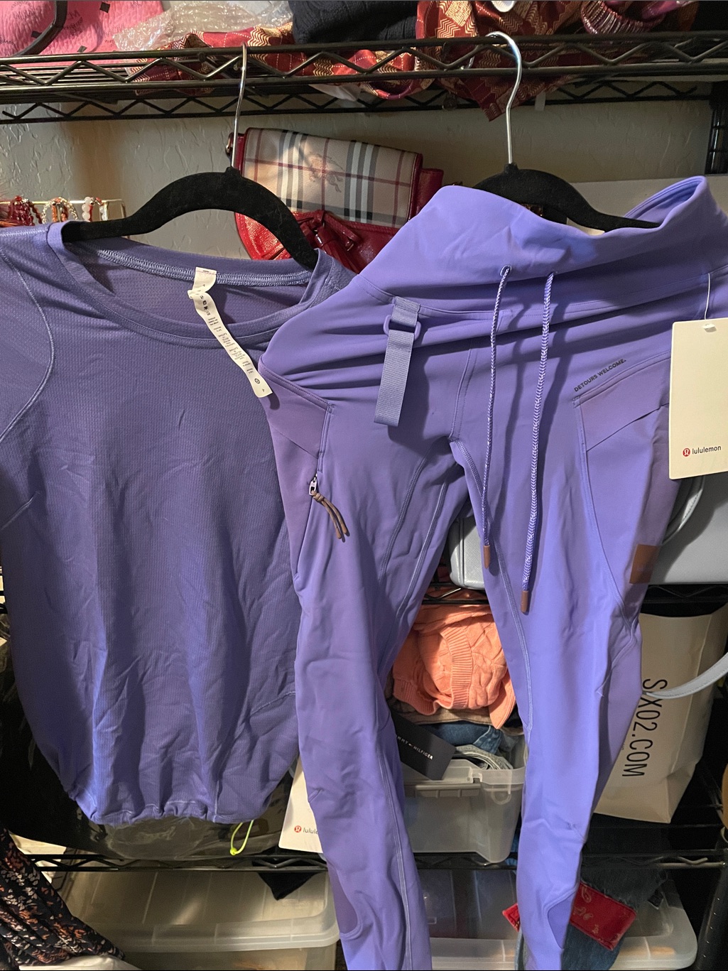 Lululemon Athletica Lavender Chai Short-Sleeve Athletic Top And Leggings Tight S